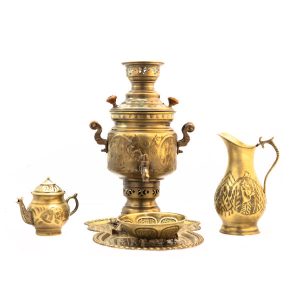 Perzische koperen samovar decoratieve houtskool theemaker Floral Motifs 3-Liter