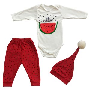 3-delige Yalda Babykledingset Model Blij Rood