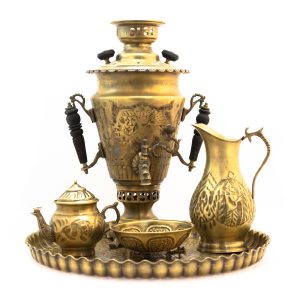 Perzische koperen samovar decoratieve houtskool theemaker Floral Motifs 4-Liter