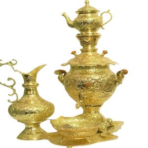 Perzische koperen samovar decoratieve houtskool theemaker Floral Motifs 4-Liter