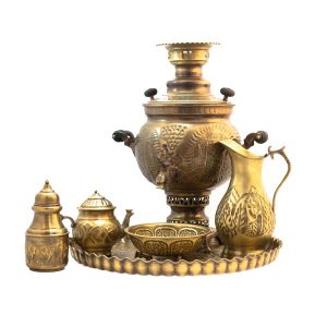 Perzische koperen samovar decoratieve houtskool theemaker Floral Motifs 6-Liter