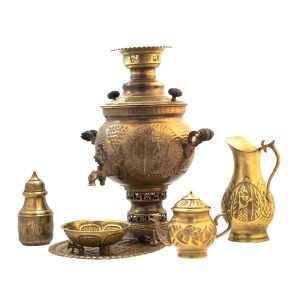 Perzische koperen samovar decoratieve houtskool theemaker Floral Motifs 6-Liter