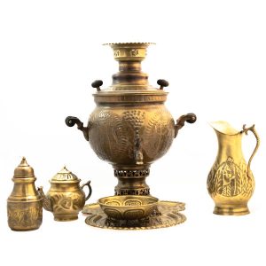 Perzische koperen samovar decoratieve houtskool theemaker Floral Motifs 6-Liter
