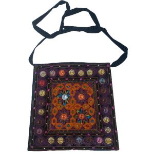Ethnische Geborduurde Crossbody Tas Balochi Paars Design