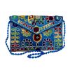 Geborduurde Ethnische Fluwelen Clutch Handtas – Blauw