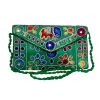 Geborduurde Ethnische Fluwelen Clutch Handtas – Groen