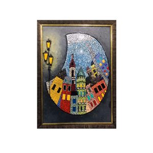 Decoratieve Perzische Ingelijste Keramische Tegel – Mooie Stad
