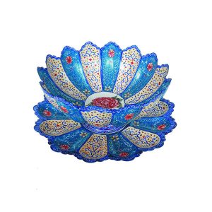 Decoratieve koperen kom & bord handbeschilderd met Perzisch Minakari-emaille Blossom