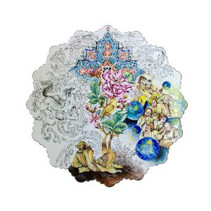 Decoratief koperen bord handbeschilderd met Perzisch Minakari-emaille Zaman & Flowers