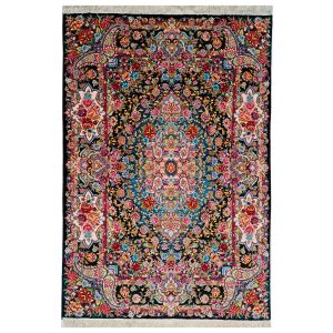 Handgeknoopt Perzisch Tabriz Gilda Tapijt (Klassiek Bloemenmedaillon) – Turquoise Zijde & Wol