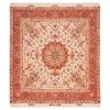 Handgeknoopt Perzisch Tabriz Dina Tapijt (Klassiek Bloemenmedaillon) - Crème Zijde & Wol