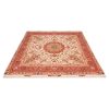 Handgeknoopt Perzisch Tabriz Dina Tapijt (Klassiek Bloemenmedaillon) - Crème Zijde & Wol