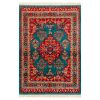 Handgeknoopt Perzisch Bojnourd Tabin Tapijt (Bloemenmedaillon) - Turquoise Zijde & Wol