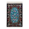 Handgeknoopt Perzisch Qom Behesht Tapijt (Elegant Bloemenpatroon) - Turquoise Korkwol