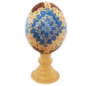 Perzisch Decoratief Handgeschilderd Struisvogelei – Blauw