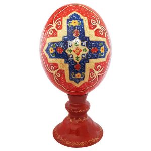 Perzisch Decoratief Handgeschilderd Struisvogelei – Rood