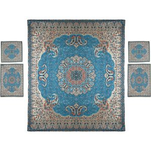 Perzisch Beddengoed Set – Oosterse Stijl Dubbel Formaat met Termeh Stof – Blauw Taban