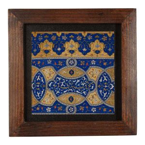 Decoratieve Perzische Ingelijste Keramische Tegel – Blauwe Kleur