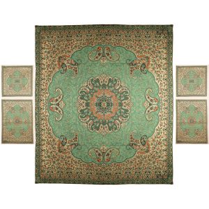 Perzisch Beddengoed Set – Oosterse Stijl Dubbel Formaat met Termeh Stof – Groen Negin