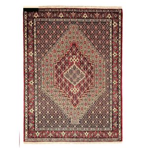 Handgeknoopt Perzisch Kurdistan Toranj Mahi Tapijt (Mahi Medaillon) – Bruine Wol