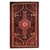 Handgeknoopt Perzisch Hamadan Black Lajack Tapijt (Tribaal Geometrisch Medaillon) - Zwarte Wol