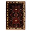 Handgeknoopt Perzisch Hamadan Black Toranj Tapijt (Tribaal Geometrisch Medaillon) - Zwart & Rode Wol