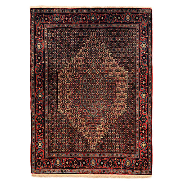 Handgeknoopt Perzisch Kurdistan Black Lozi Tapijt (Mahi Medaillon) – Bruine Wol