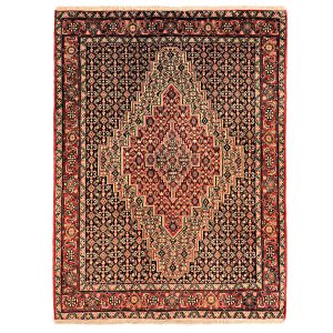 Handgeknoopt Perzisch Kurdistan Toranj Tapijt (Mahi / Herati Medaillon) – Bruine Wol