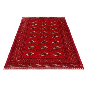 Handgeknoopt Perzisch Gorgan Tribaal Tapijt (Bukhara Design) – Rode Wol
