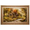 Handgeknoopte Perzische Picturale Tapis uit Tabriz Afbeeldend Landelijk Landschap