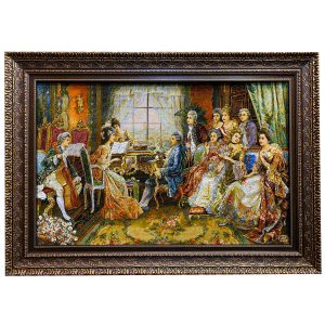 Handgeknoopte Perzische Picturale Tapis uit Tabriz Afbeeldend Piano