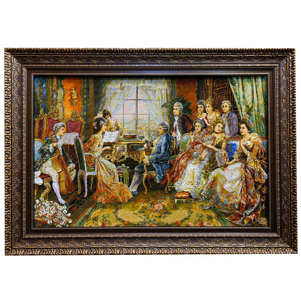 Handgeknoopte Perzische Picturale Tapis uit Tabriz Afbeeldend Piano