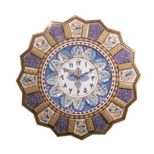 Handgemaakte Perzische Houten Wandklok – Inlegwerk Kunst, Bita