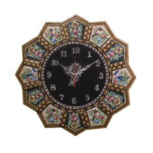 Handgemaakte Perzische Houten Wandklok – Inlegwerk Kunst, Golban