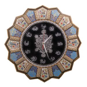 Handgemaakte Perzische Houten Wandklok – Inlegwerk Kunst, Golnaz