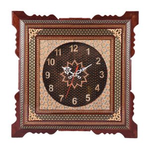 Handgemaakte Perzische Houten Wandklok – Inlegwerk Kunst, Hivana