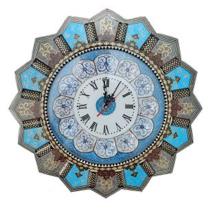 Handgemaakte Perzische Houten Wandklok – Inlegwerk Kunst, Khorshidi II
