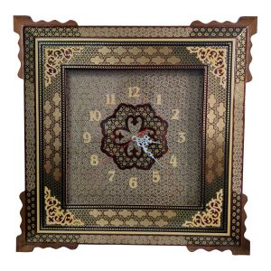Handgemaakte Perzische Houten Wandklok – Inlegwerk Kunst, Nafis