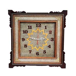 Handgemaakte Perzische Houten Wandklok – Inlegwerk Kunst, Rana