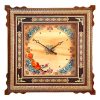 Handgemaakte Perzische Houten Wandklok – Inlegwerk Kunst, Araz