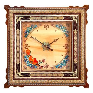 Handgemaakte Perzische Houten Wandklok – Inlegwerk Kunst, Araz