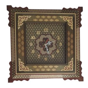 Handgemaakte Perzische Houten Wandklok – Inlegwerk Kunst, Ariyan