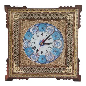 Handgemaakte Perzische Houten Wandklok – Inlegwerk Kunst, Mahla