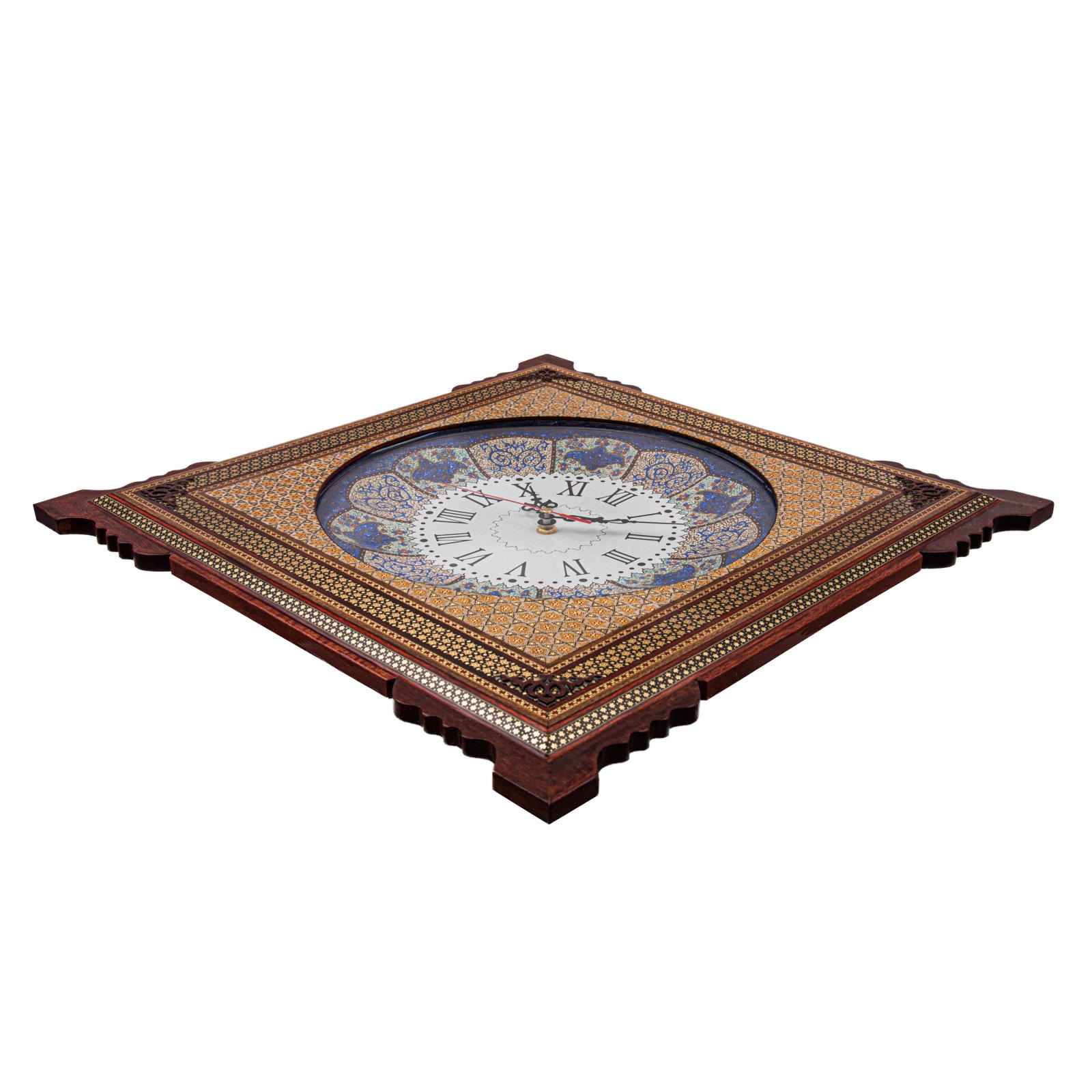 Handgemaakte Perzische Houten Wandklok – Inlegwerk Kunst, Parvaresh II