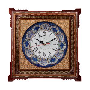 Handgemaakte Perzische Houten Wandklok – Inlegwerk Kunst, Parvaresh II