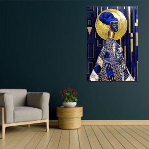 Perzische houten posterprint – Blue Woman wandkunst