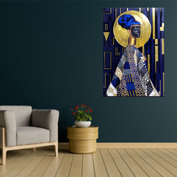 Perzische houten posterprint – Blue Woman wandkunst