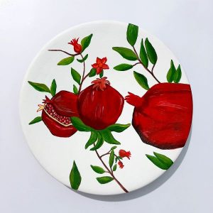 Decoratief Keramisch Bord Handbeschilderde Granaatappel