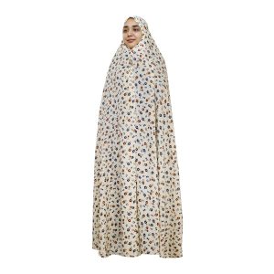 Iranse Culturele Chador voor Vrouwen – Wit met Oranje Bloemen