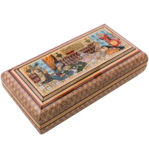 Handgemaakte Houten Sieradendoos met Perzisch Khatam Design – Mahtan